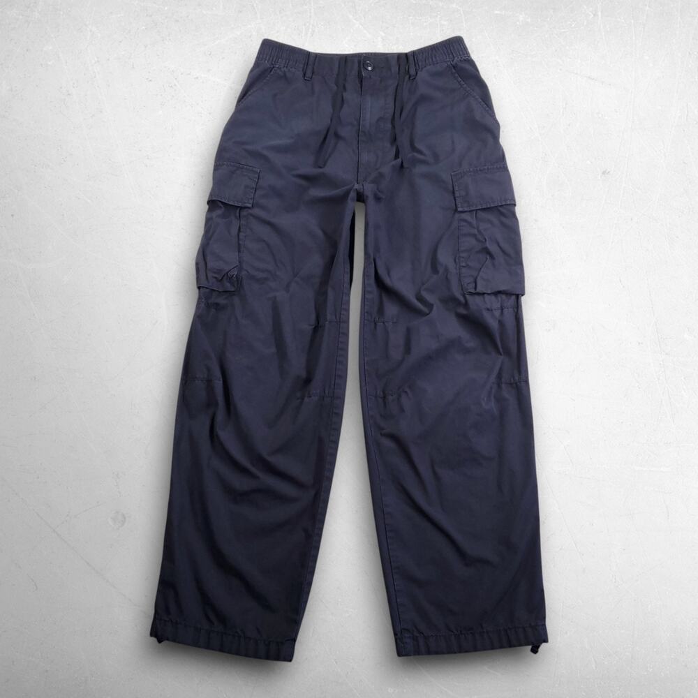Uniqlo :C Cargo Pants Unisex S Black Cotton Drawstring Elastic Waist Utility